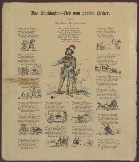 Flugblatt mit dem Guckkasten-Lied vom großen Hecker